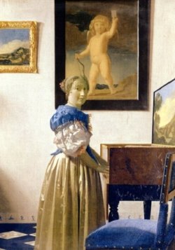 画像1: ポストカード　フェルメール　ヴァージナルの前に立つ女性