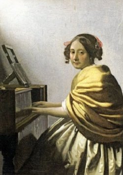 画像1: ポストカード　フェルメール　ヴァージナルの前に座る若い女
