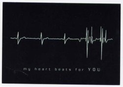 画像1: ポストカード　メッセージ付き　 恋の心電図